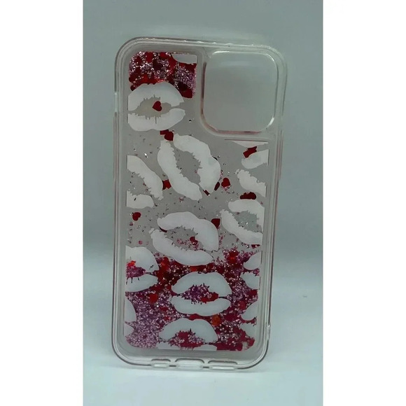 Liquid Glitter Red Lips Clear‎ Pink Red iPhone 12 & 12 Pro Case 6.1” Shockproof - Picture 3 of 4